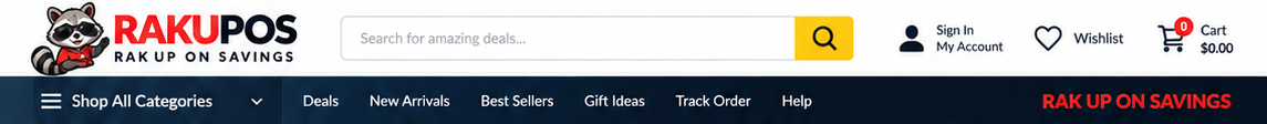Rakupos marketplace header