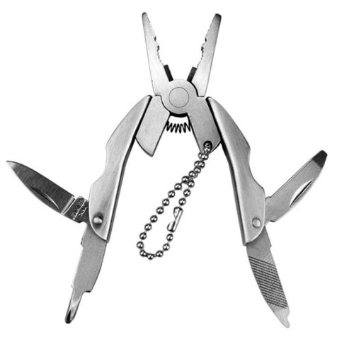Stainless Steel Foldaway Portable Multi function Folding Plier Knife Key chain